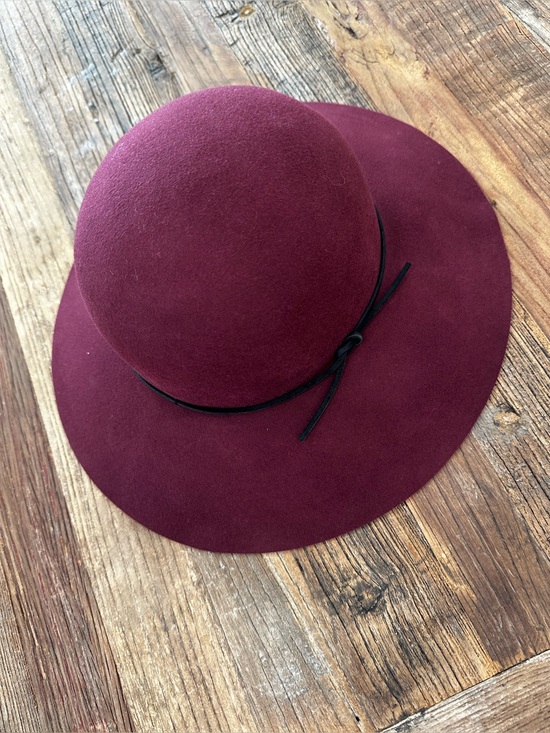Phenix Burgundy Wool Felt Floppy Hat with Black Tie main image 11